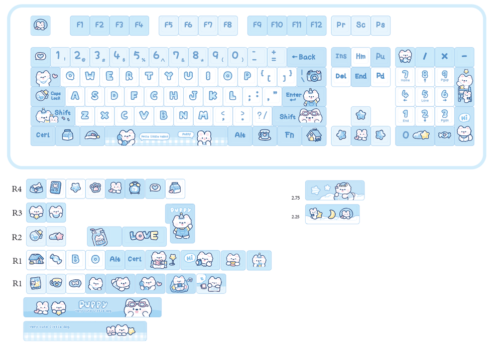 Soul Cat - Cloud Cheer | Dye - Sub PBT KeycapsHikari Keys