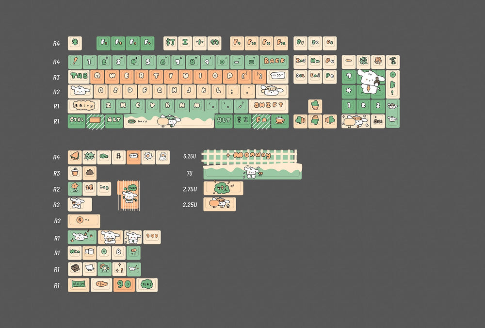 Soul Cat - Working Puppy | Dye - Sub PBT KeycapsHikari Keys