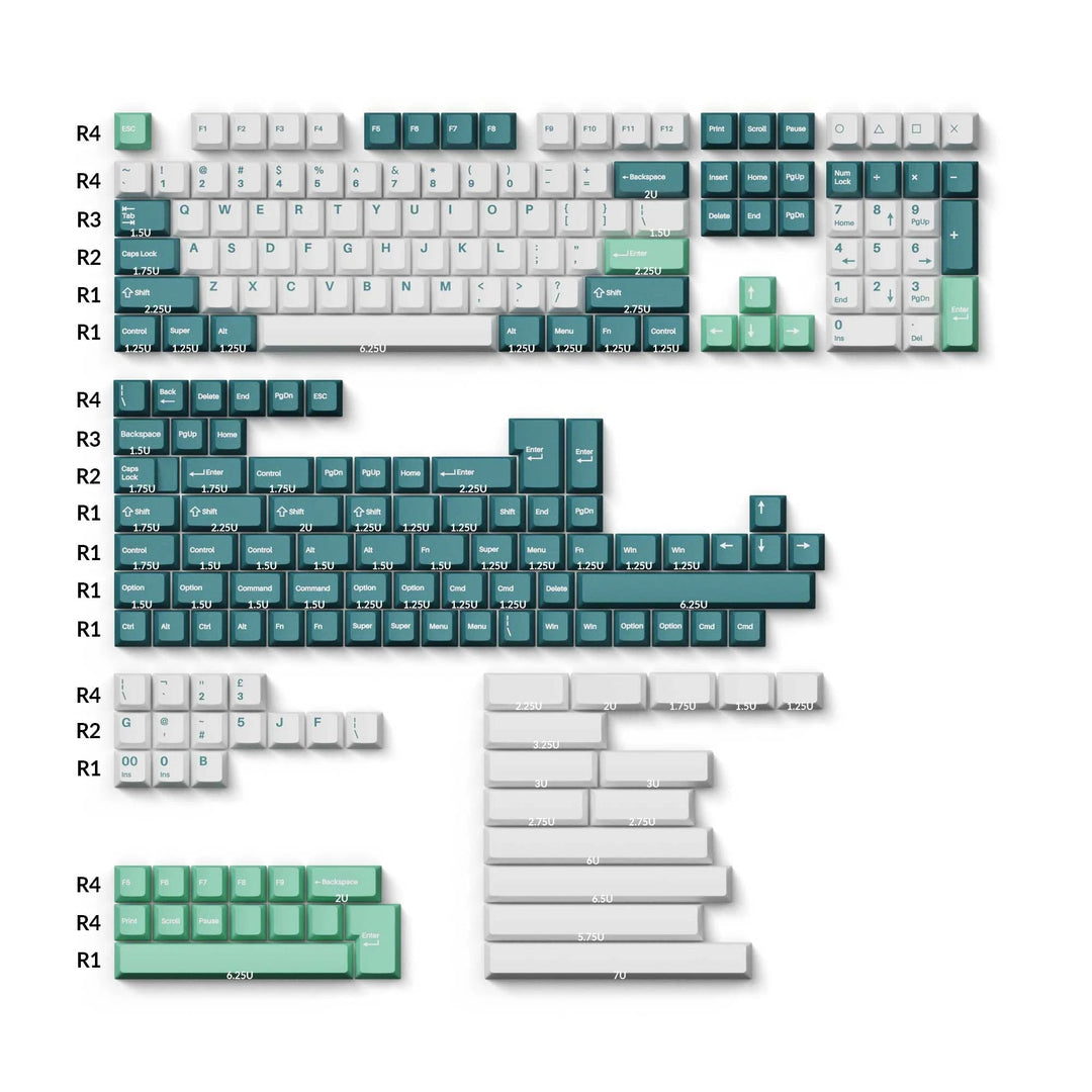 Keychron - White Mint | Double-Shot PBT KeycapsHikari Keys